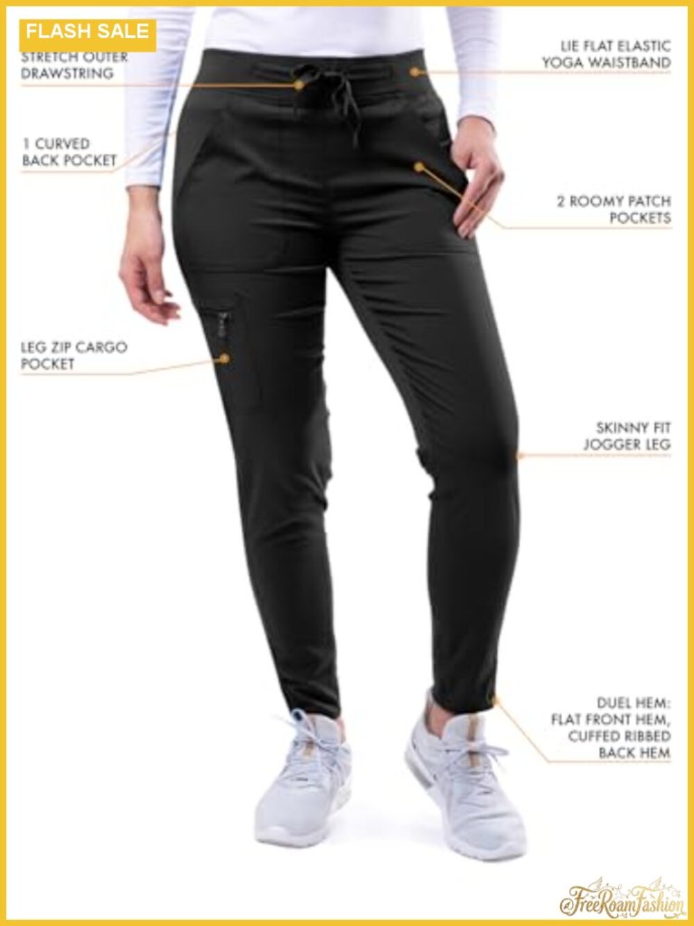 ADAR Pro Modern Athletic Scrub Set Women V-Neck Top & Yoga Jogger Pants 4-Way - Picture 3 of 6